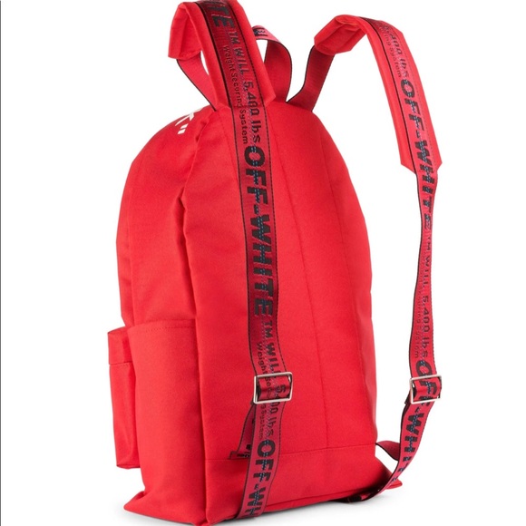red off white backpack